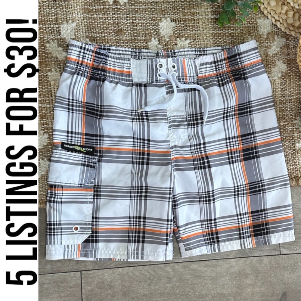 Sunproof by Weatherproof Boys Plaid Surf Swim Trunks Swim Shorts Size 5/6